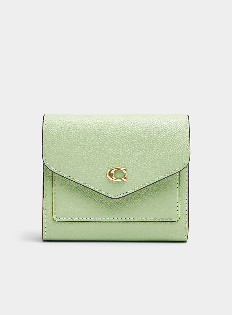 Coach Lime Green Wyn leather mini wallet for women
