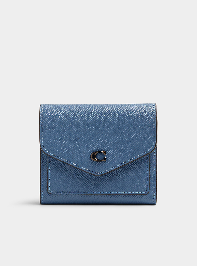 Coach Slate Blue Wyn leather mini wallet for women
