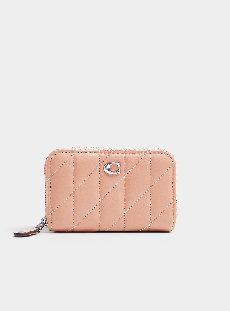 Coach Dusky Pink Small geometric quilted leather wallet for women