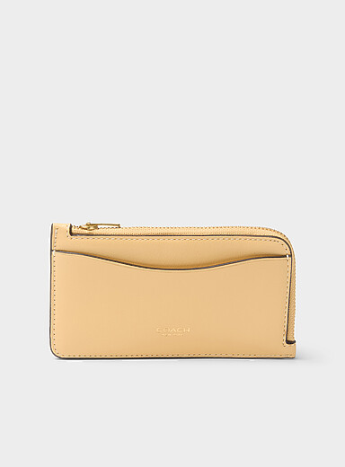 Butter yellow leather card holder