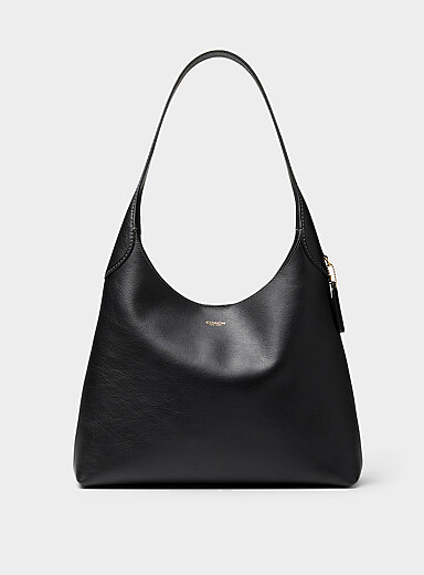 Brooklyn 34 Ink-black leather hobo bag