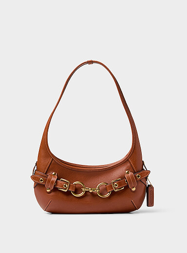Le sac d'&eacute;paule cuir &agrave; ceinture dor&eacute;e