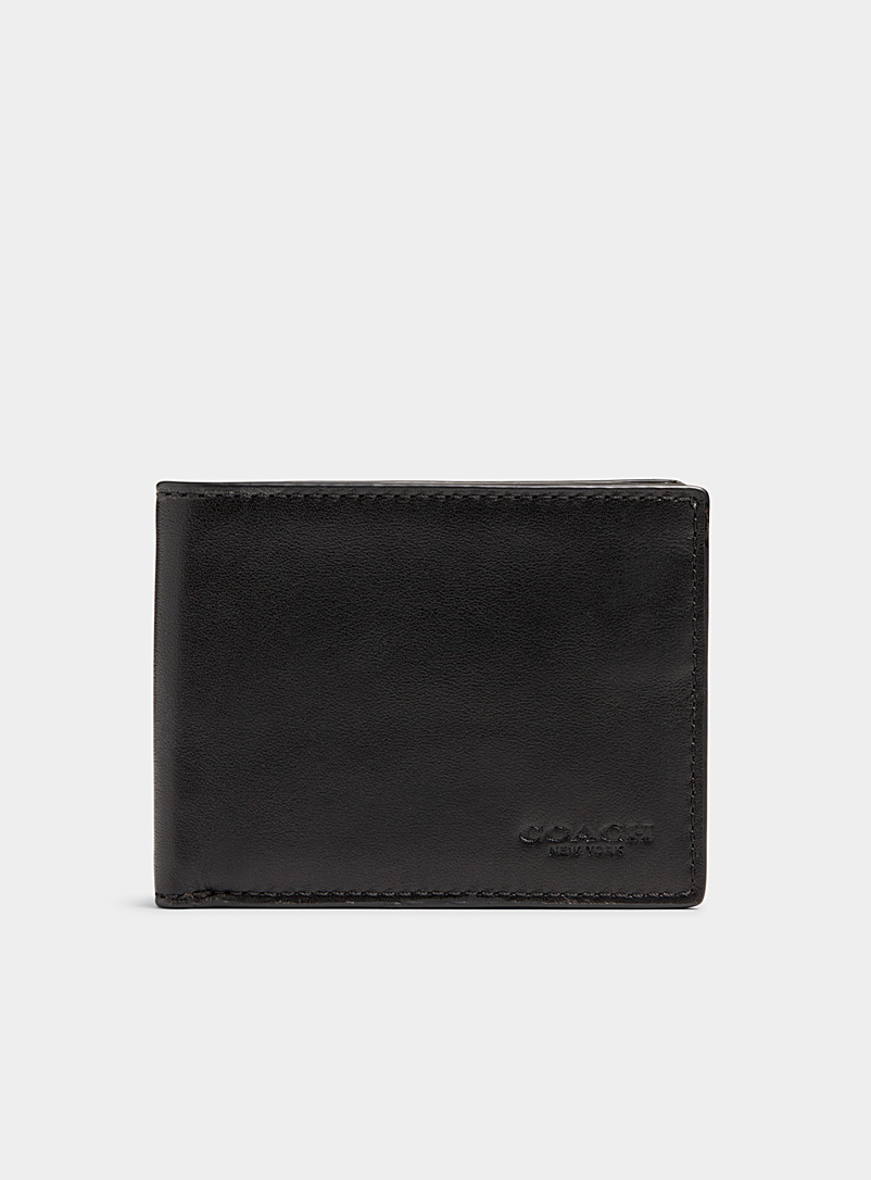 Coach Black Smooth leather folded wallet for men