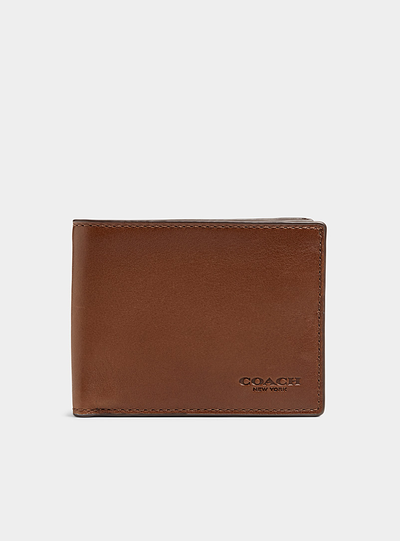 Coach Brown Smooth leather folded wallet for men
