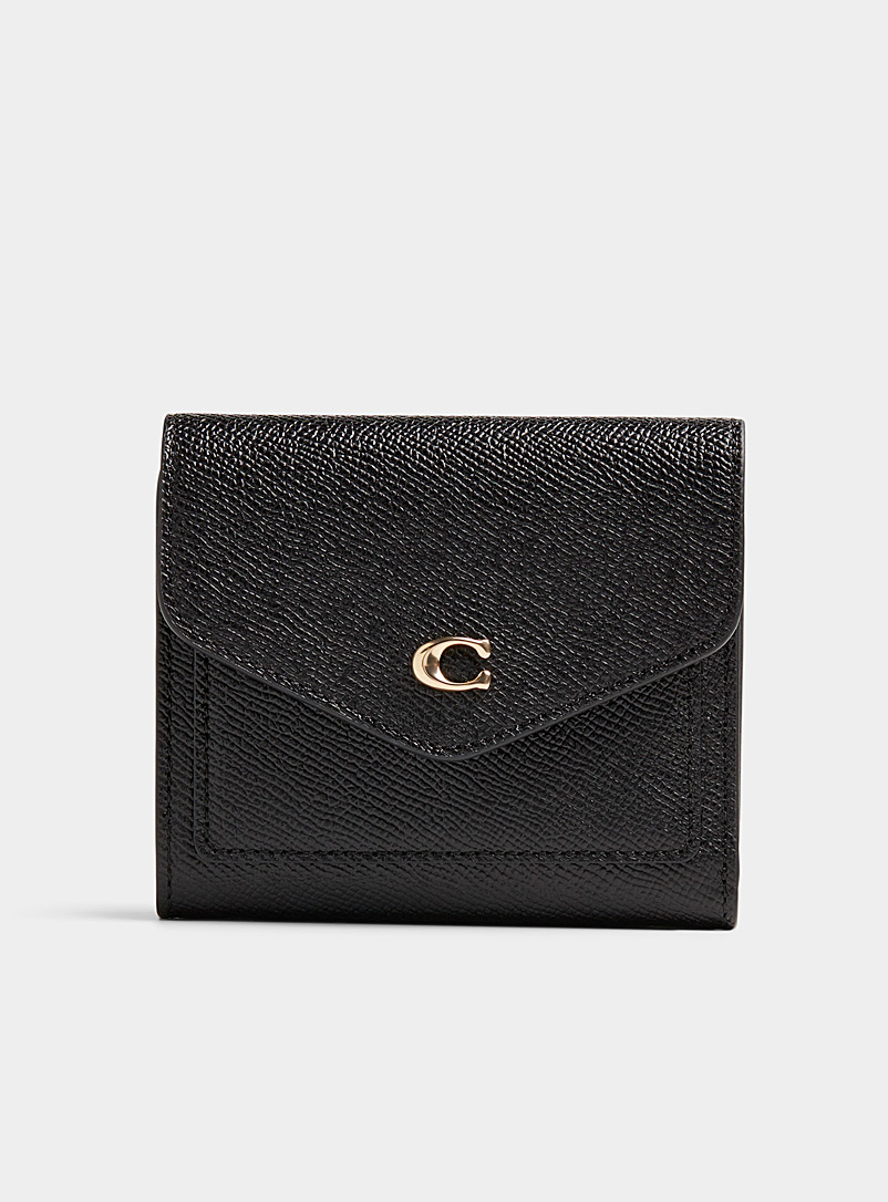 Coach Black Wyn leather mini wallet for women