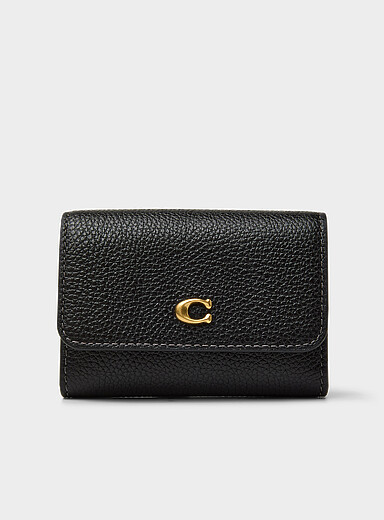 Le porte-cartes pliable cuir minimaliste noir