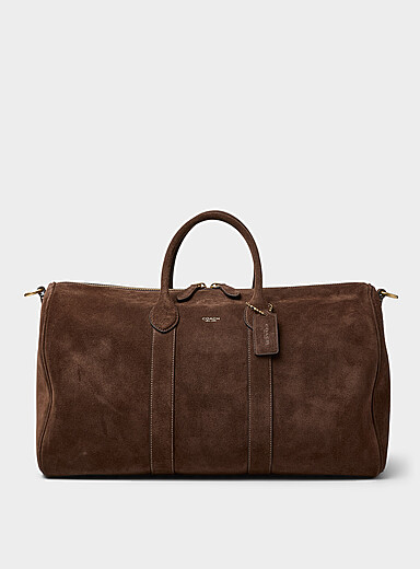 Compass brown suede duffle bag