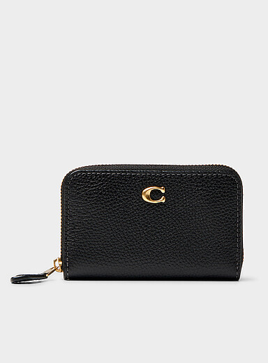 Le porte-cartes zipp&eacute; cuir grenu