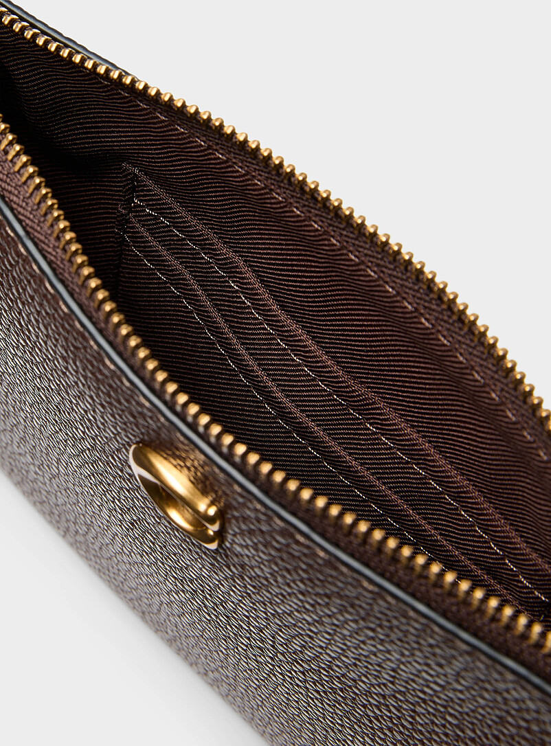 Coach: La pochette zipp&eacute;e cuir avec dragonne Noir pour femme