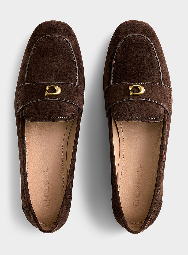 Sculpted C chocolate suede loafers Women | Coach | | Simons