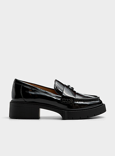 Coach Black Leah polished leather heeled loafers Women for women