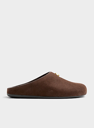 Coach Chocolate/Espresso Sculpted C suede mules Women for women