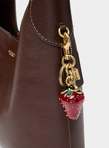 Resin textured strawberry charm keychain