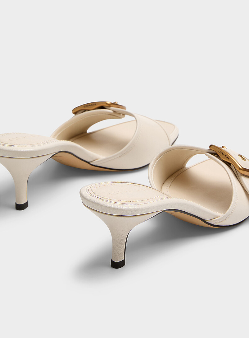 Coach Off White Marie golden buckle leather sandals Women for women