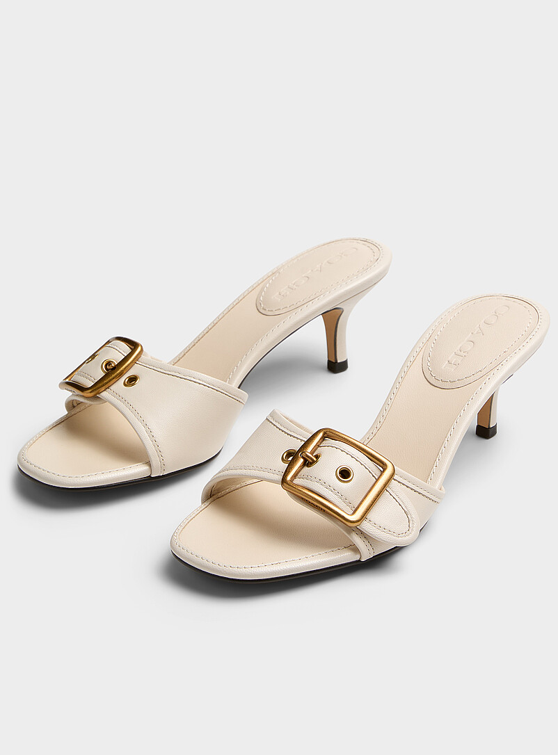 Coach Off White Marie golden buckle leather sandals Women for women