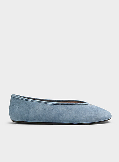 La ballerine Houston su&egrave;de bleu givr&eacute; Femme