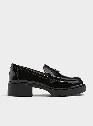 Patent leather notched loafers Women