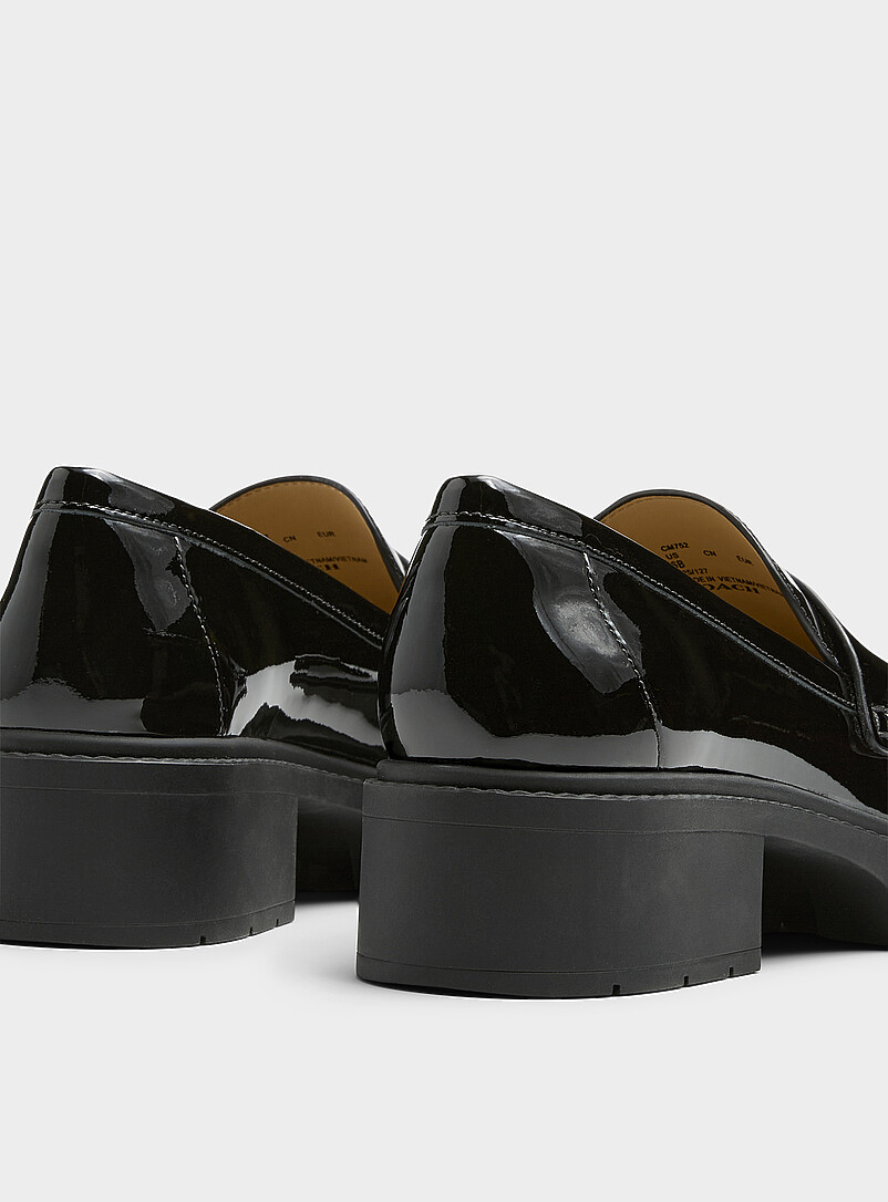 Coach: Le fl&acirc;neur crant&eacute; cuir verni Femme Noir pour femme