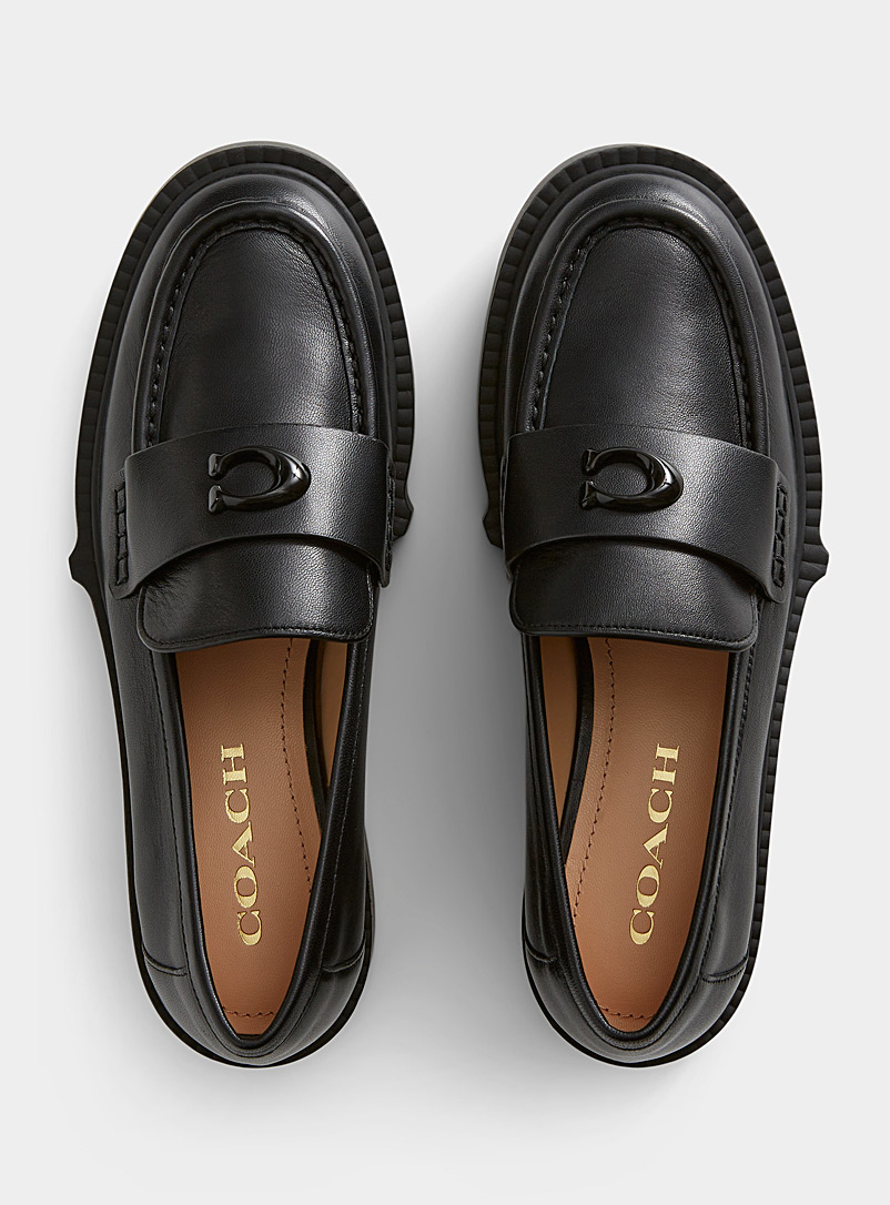 Coach Black Leah notched sole loafers Women for women
