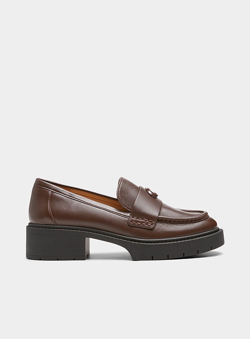 Coach Brown Leah notched sole loafers Women for women