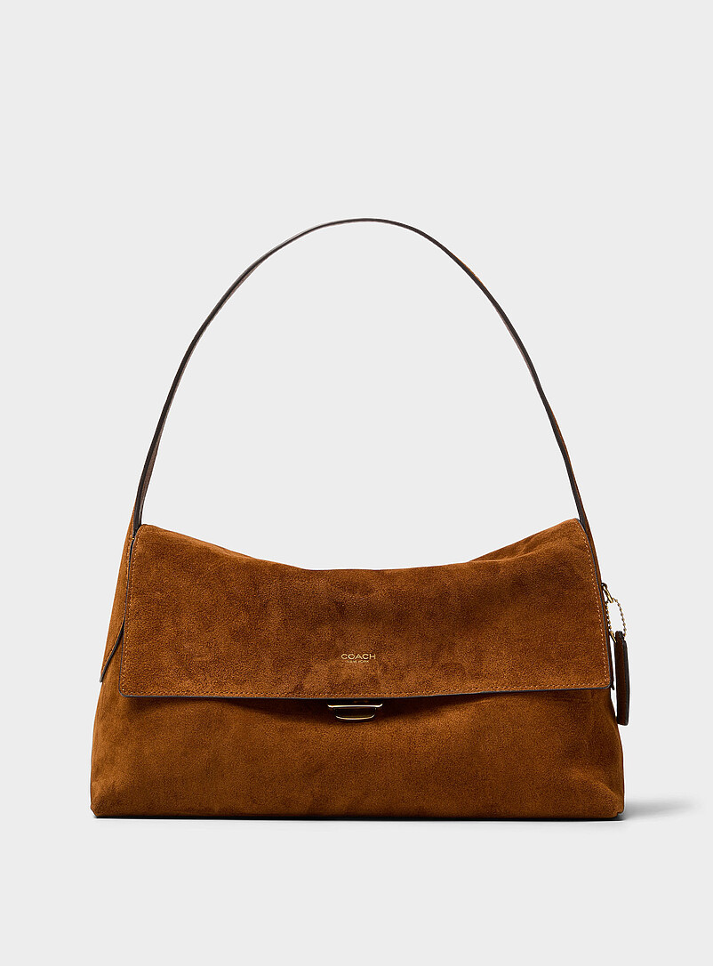Chelsea caramel suede shoulder bag product image (primary)