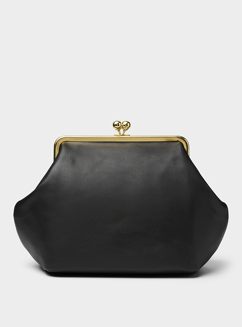 Kisslock Xl Ebony Leather Minaudière