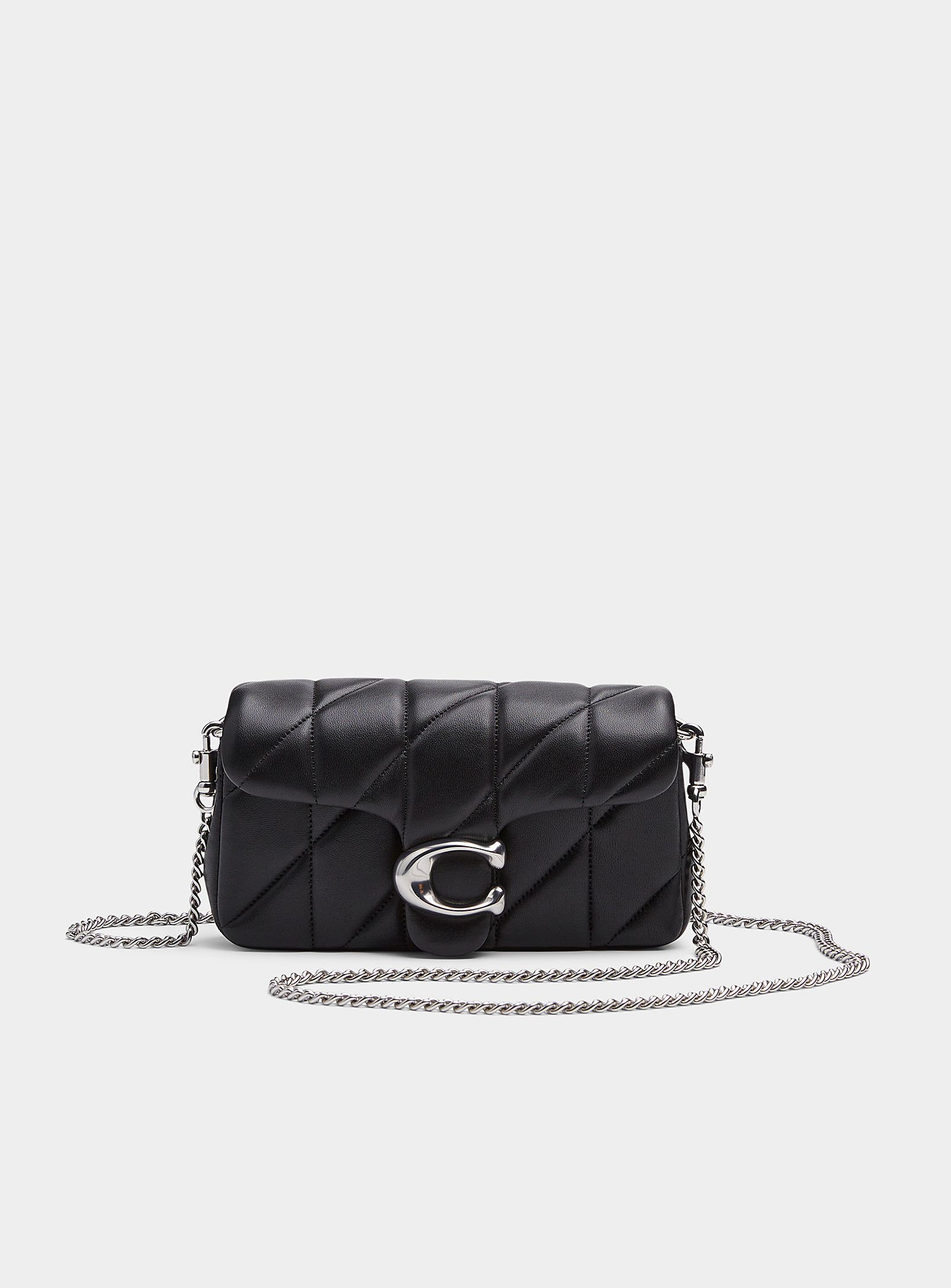 Coach Tabby Quilted Leather Small Flap Bag In Black