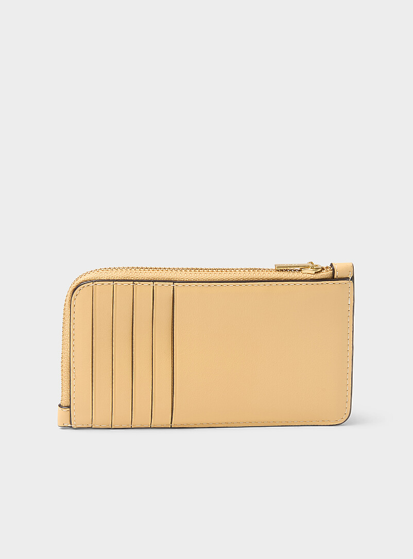 Butter yellow leather card holder product image 2