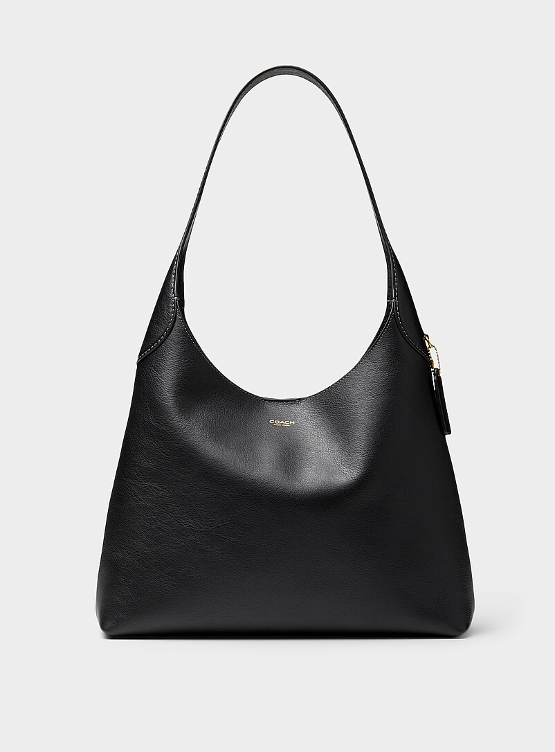 Ink-black Brooklyn leather hobo bag product image (primary)