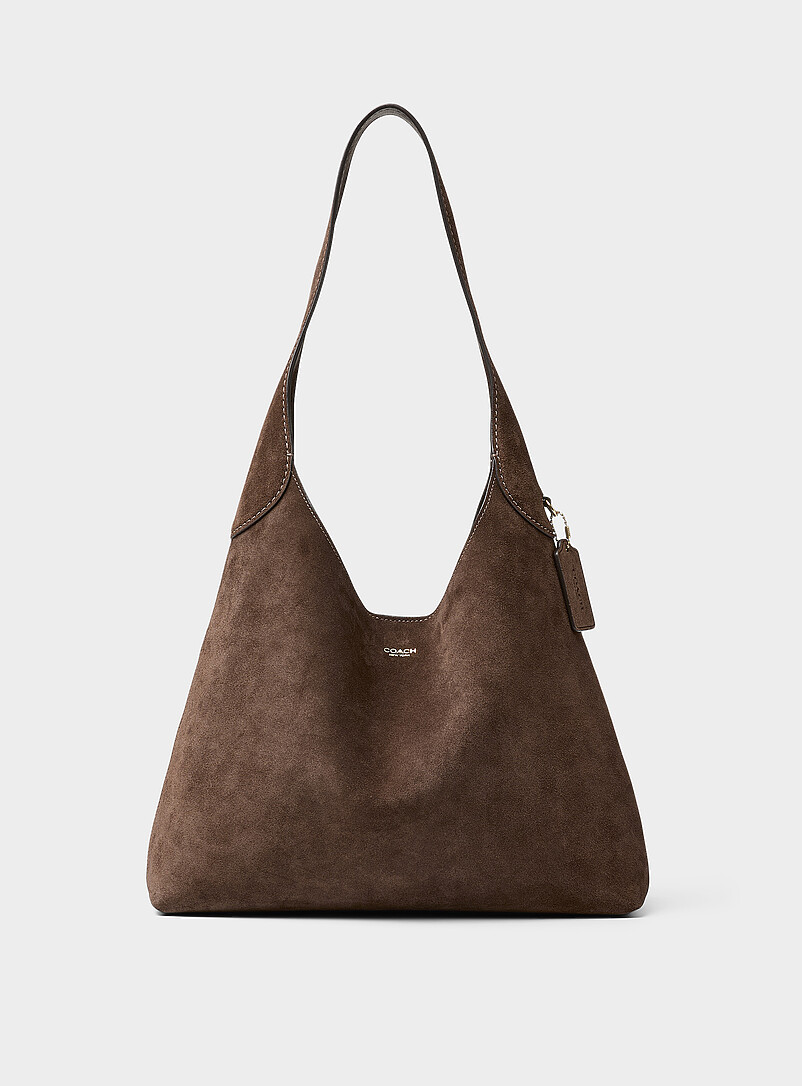 Brooklyn chocolate suede saddle bag product image (primary)