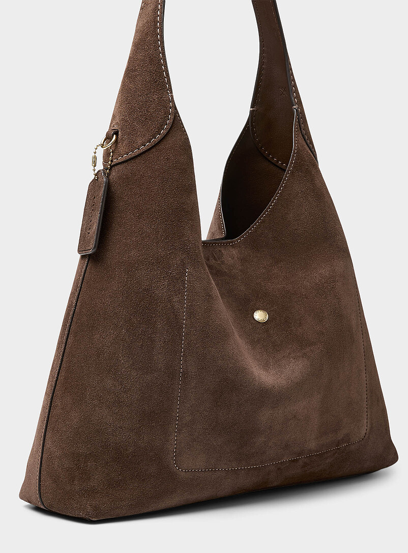 Brooklyn chocolate suede saddle bag product image 2
