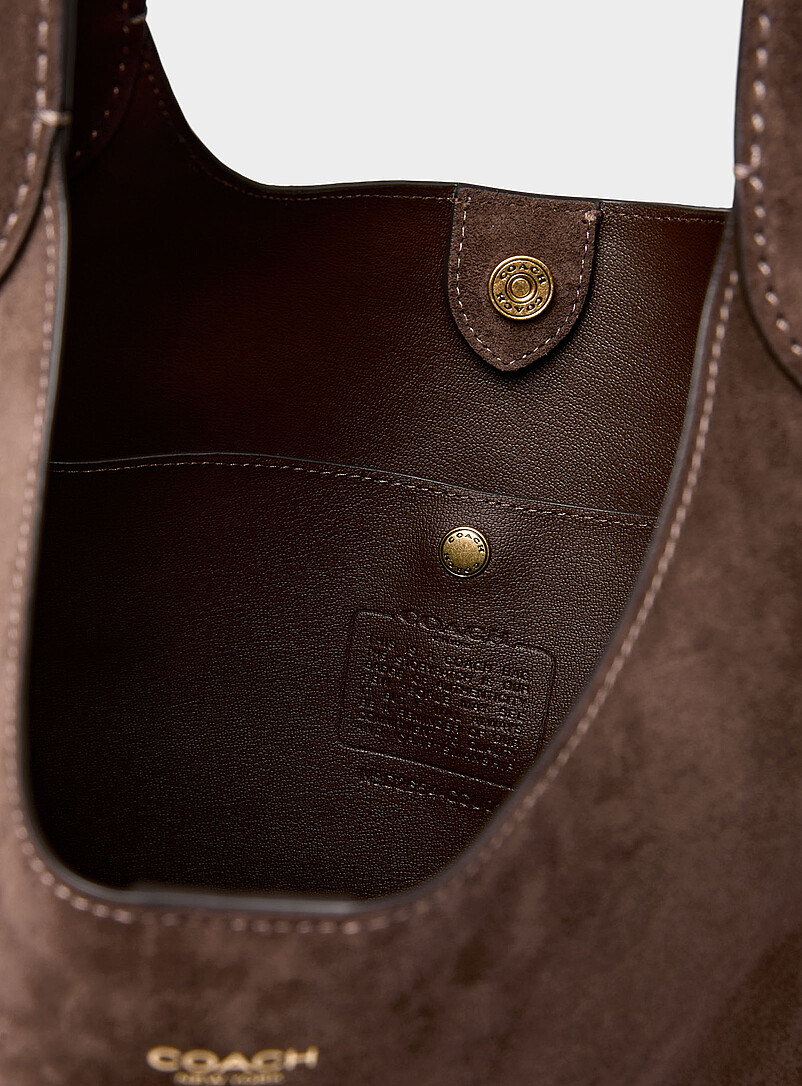 Brooklyn chocolate suede saddle bag product image 3