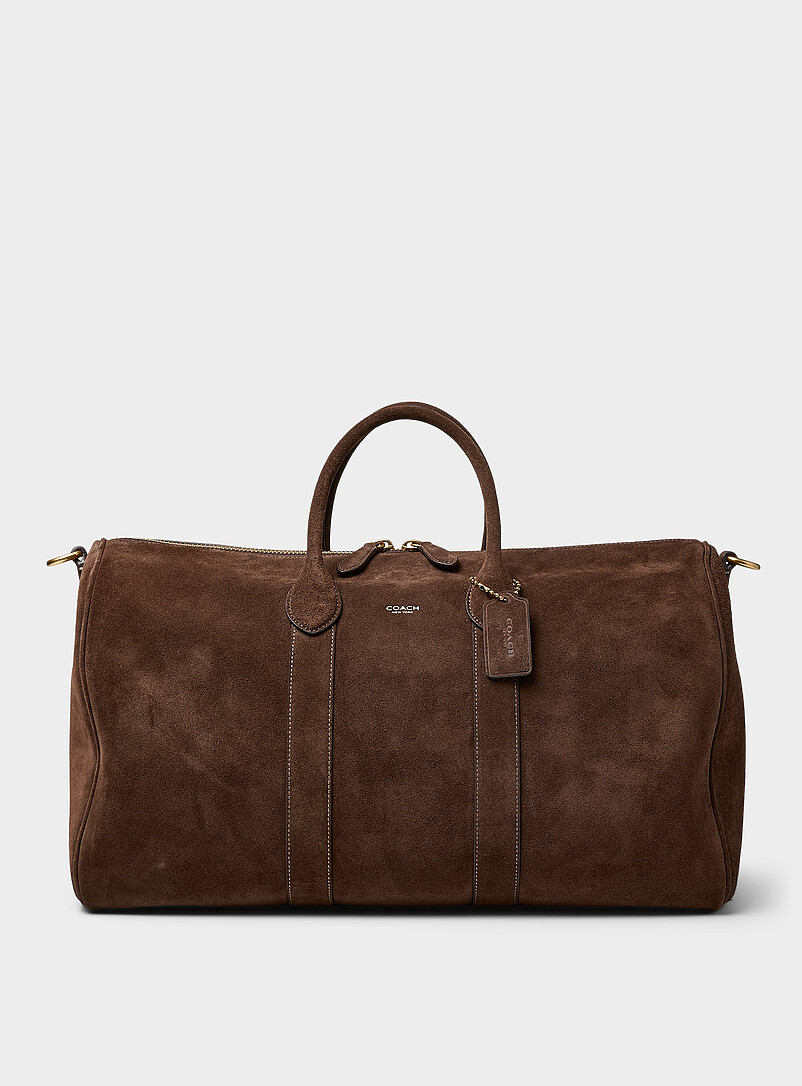 Compass Brown Suede Duffle Bag