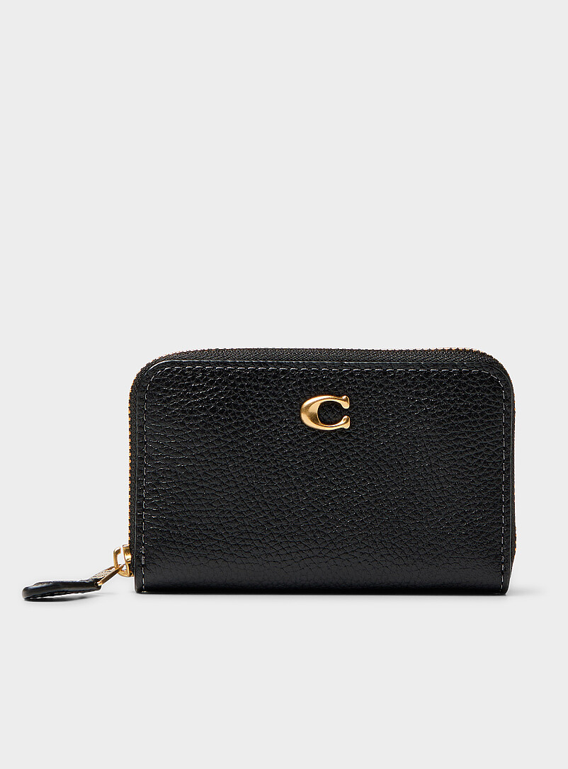 Pebbled leather zip card holder product image (primary)