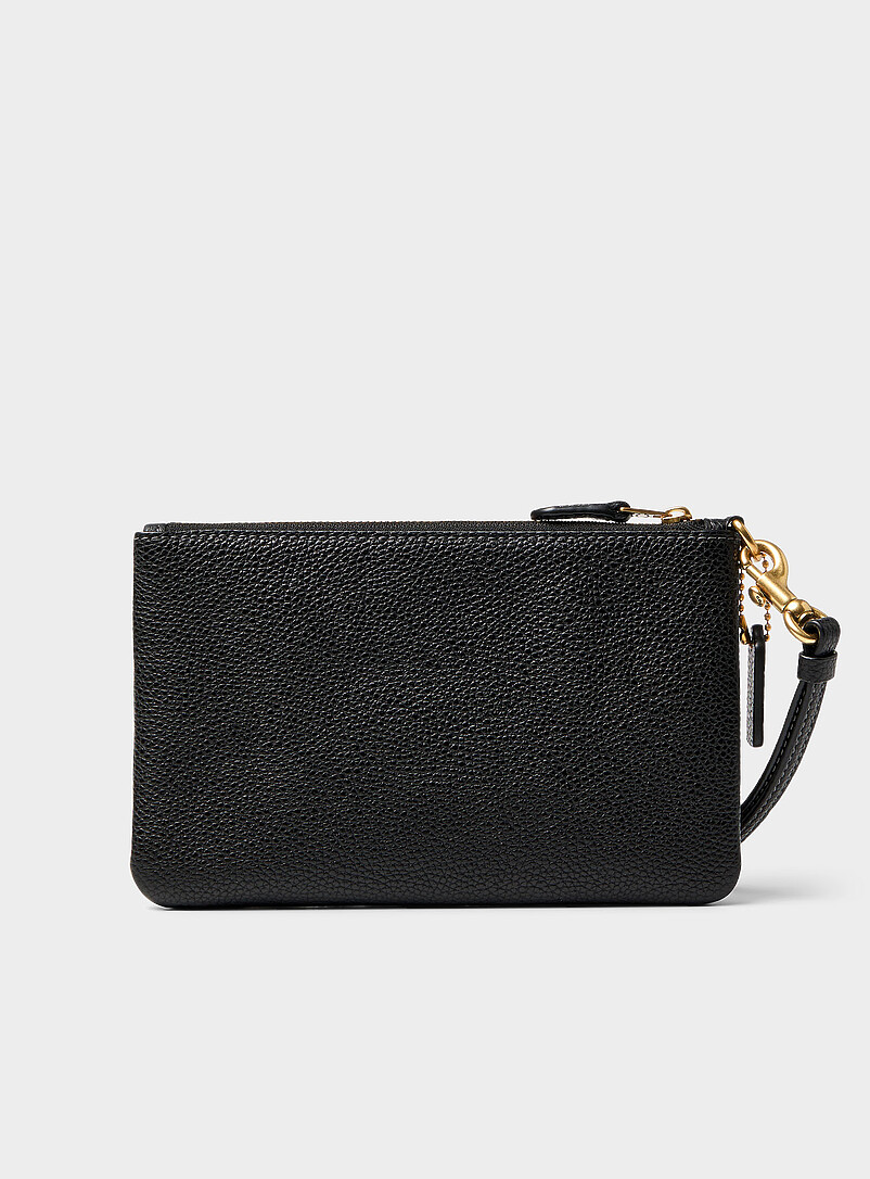 Leather zip clutch with wrist strap product image 2