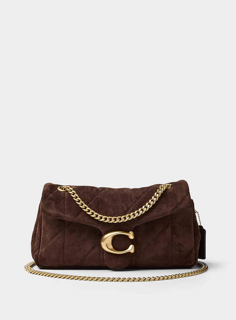Quilted chocolate suede Tabby crossbody bag product image (primary)