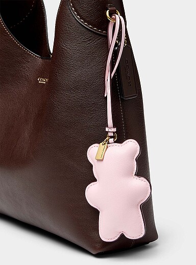La breloque de sac ourson rose en cuir