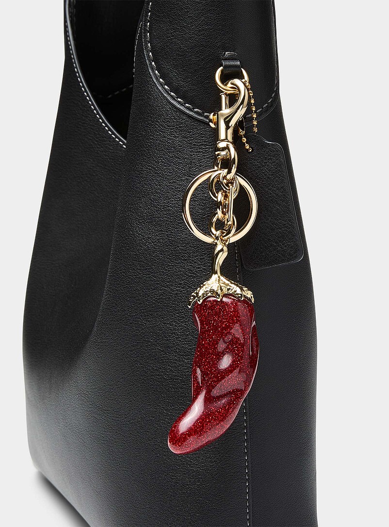Shimmery chili charm keychain product image (primary)