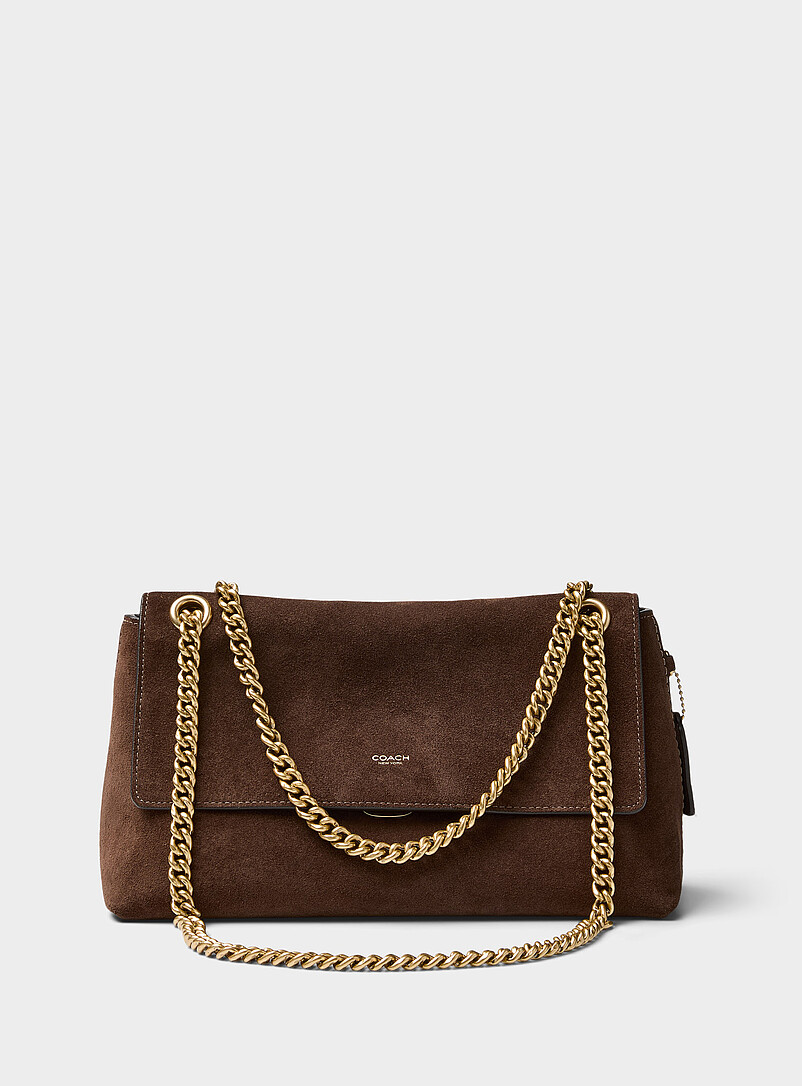 Chocolate suede Chelsea crossbody bag product image (primary)