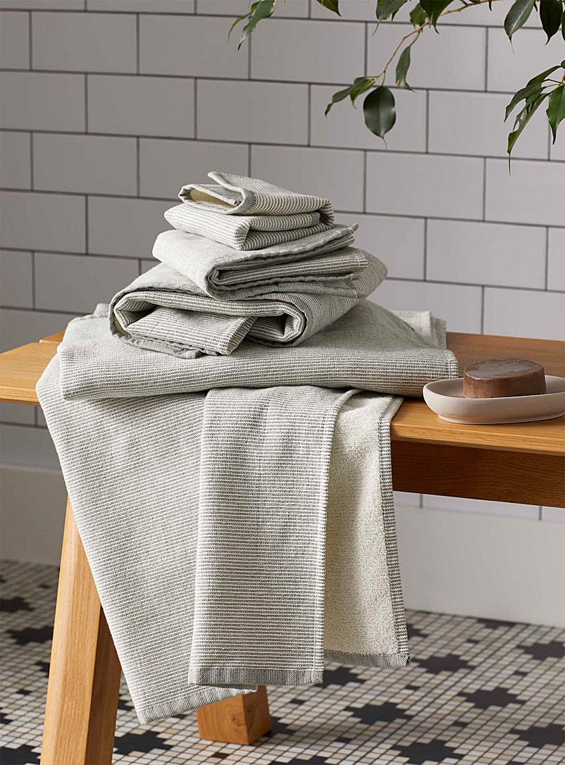 Simons Maison Mossy Green Minimalist stripe towels