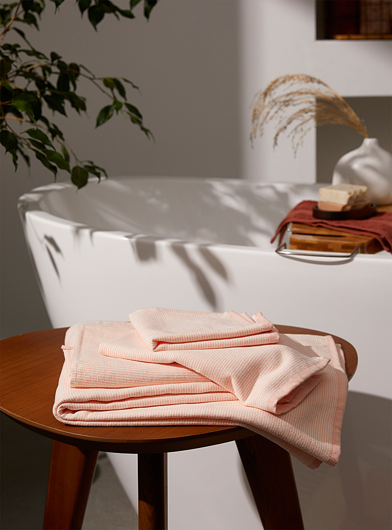 Simons Maison Peach Minimalist stripe towels