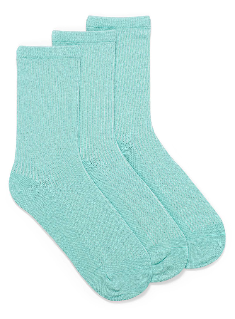 Simons: Les chaussettes côtelées ultradouces Ensemble de 3 Vert pour femme