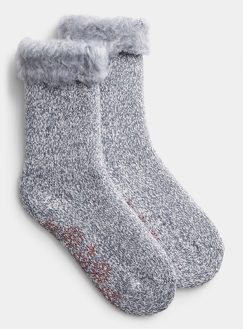 Simons Grey Ultra-brushed underside heathered knit sock for women