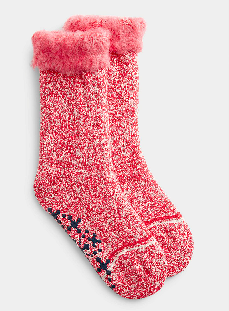 Ultra-brushed underside heathered knit socks, Simons
