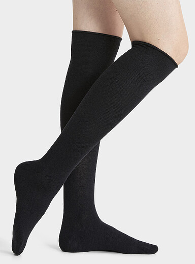 Solid merino wool blend knee-highs