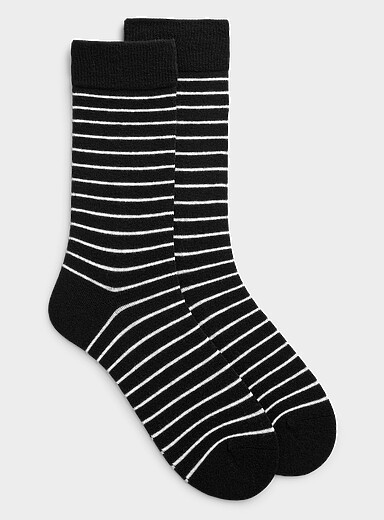 Striped merino wool-blend socks