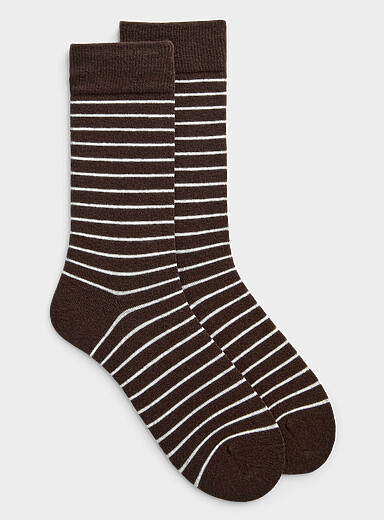 Striped merino wool-blend socks