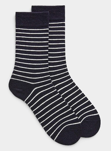 La chaussette m&eacute;lange de laine m&eacute;rinos ray&eacute;e