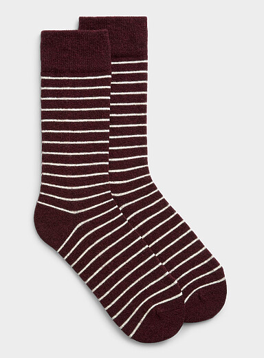 Striped merino wool-blend socks