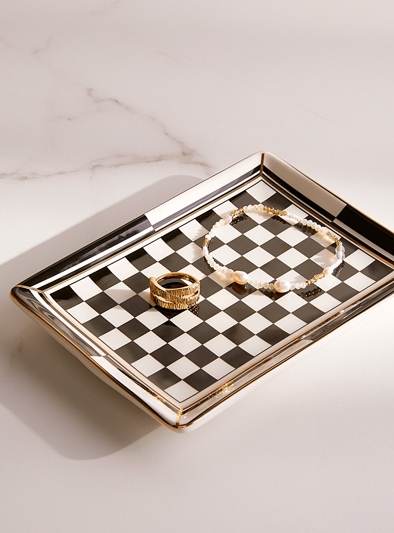 Simons Maison Black and White Checkerboard small tray
